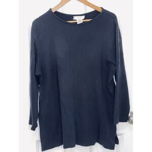 J. Jill Women’s Size XL Long Sleeve Round Neck‎ Black Casual Shirt Top Tunic